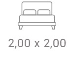 Habitación con cama de 2,00 x 2,00 metros